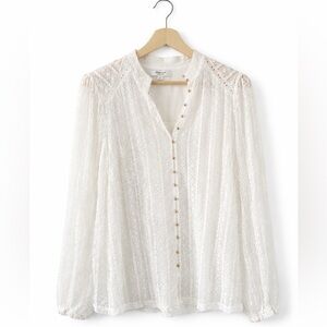 Ever New White Lace Button-Front Blouse